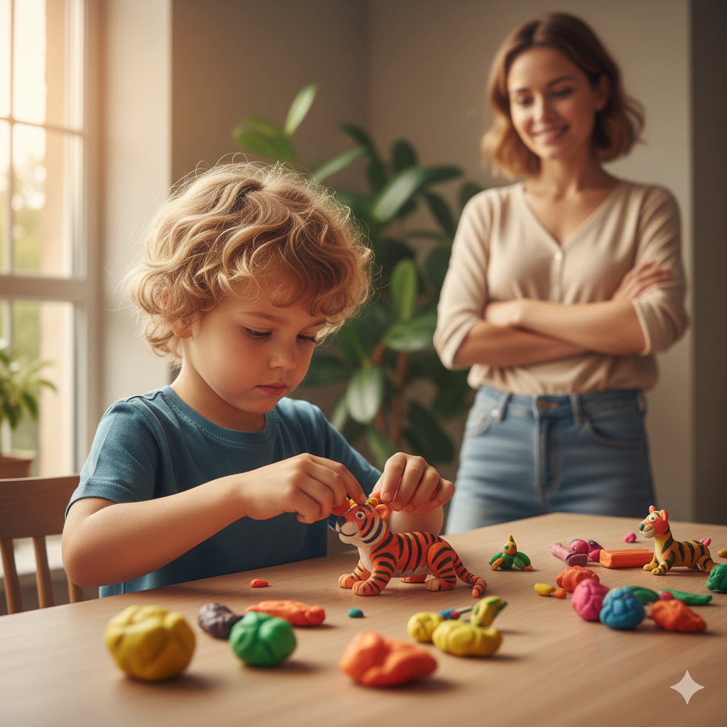 Niño jugando con plastilina